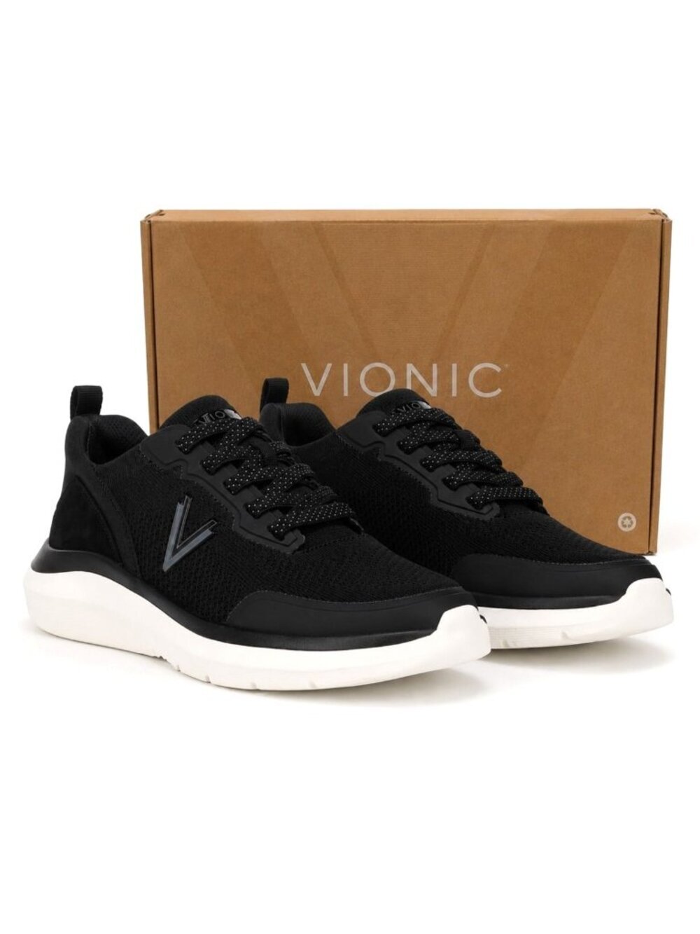 Vionic Hayward J7486M1 Womens 8.5 Supportive Black Knit Suede Walking Sneakers
